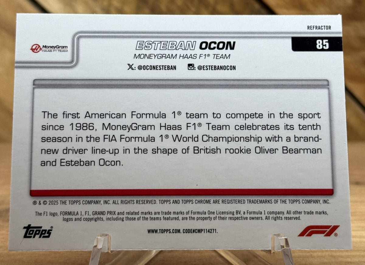 Esteban Ocon – Haas · 2025 Topps Chrome F1 #85 Refractor