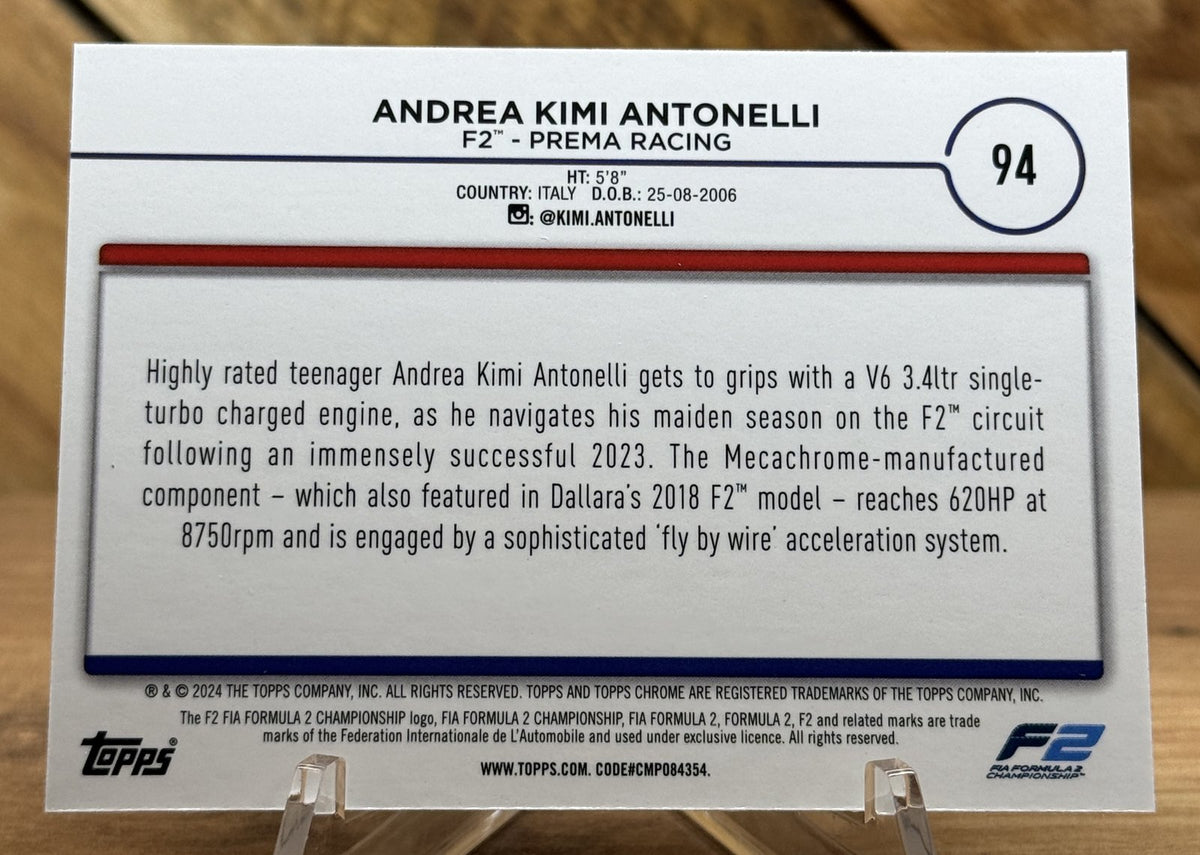 Andrea Kimi Antonelli – Prema Racing (F2) · 2024 Topps Chrome F1 #94 B&W Refractor
