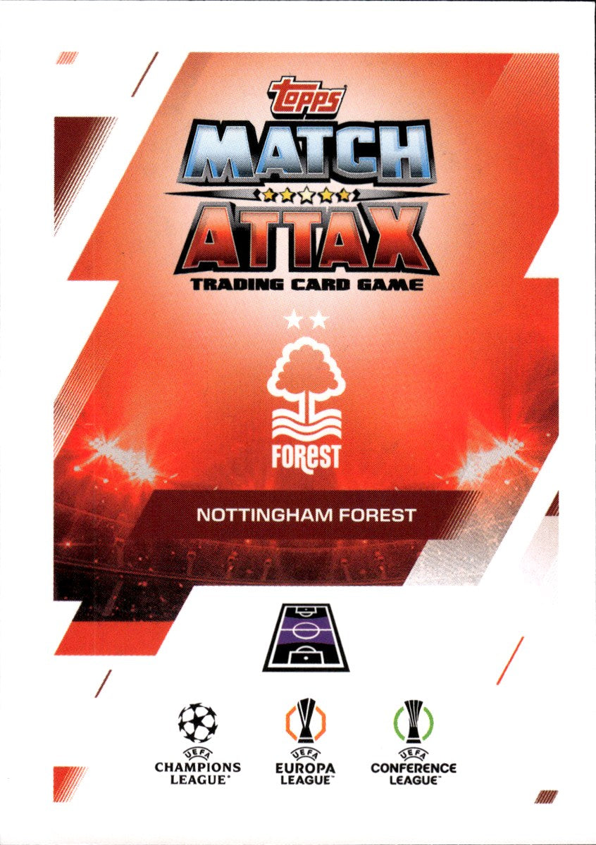Ryan Yates – Nottingham Forest · 2025-26 Topps Match Attax UEFA Club Competitions #97 Leader / Attax Debut – back