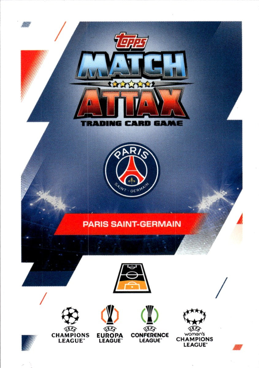 Nuno Mendes – Paris Saint-Germain · 2025-26 Topps Match Attax UEFA Club Competitions 100 Club – back