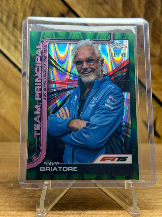 Flavio Briatore 2025 Topps Chrome F1 #199 Forest Green RayWave front