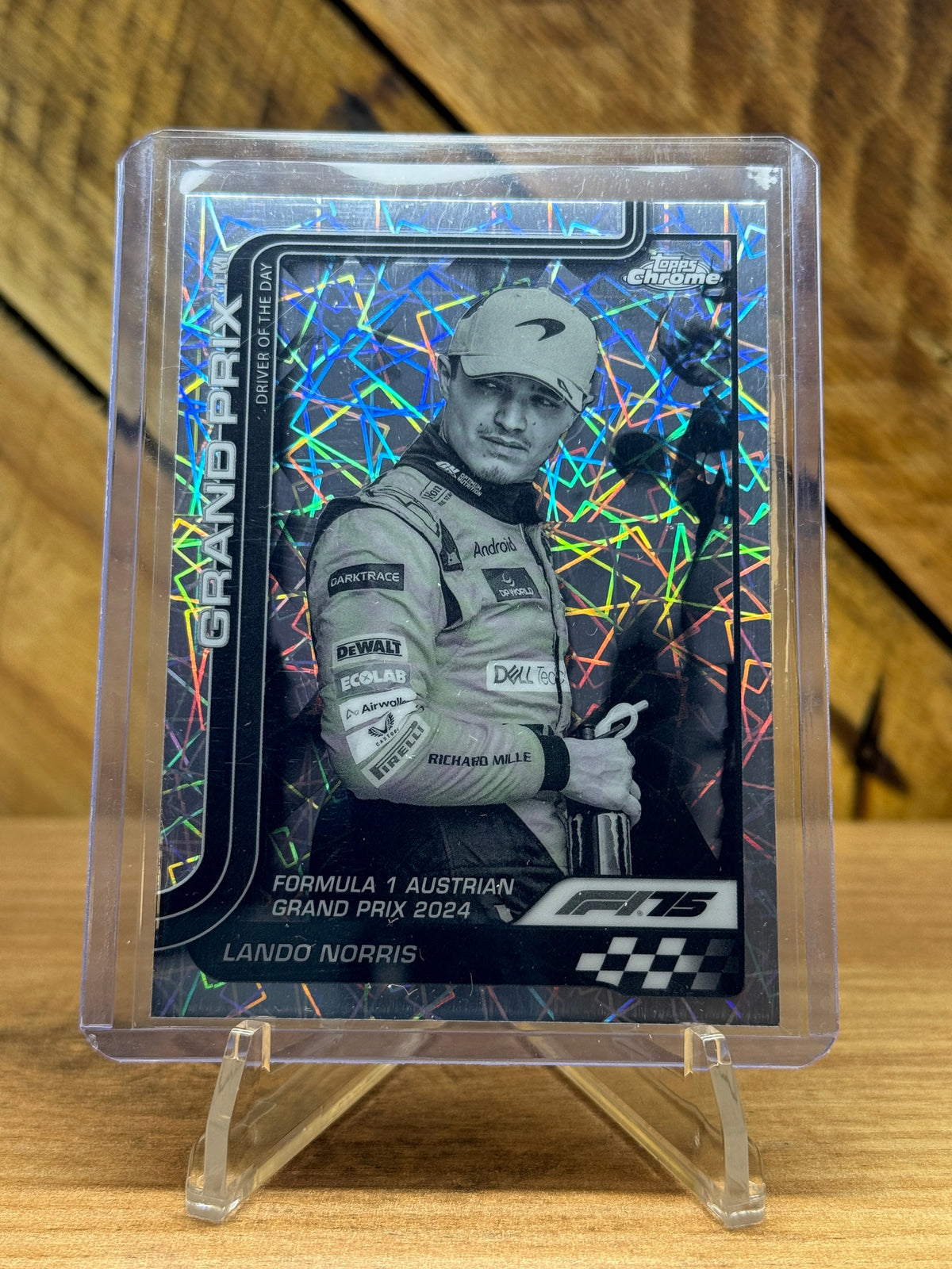 Lando Norris 2025 Topps Chrome F1 #132 B&W Lazer front