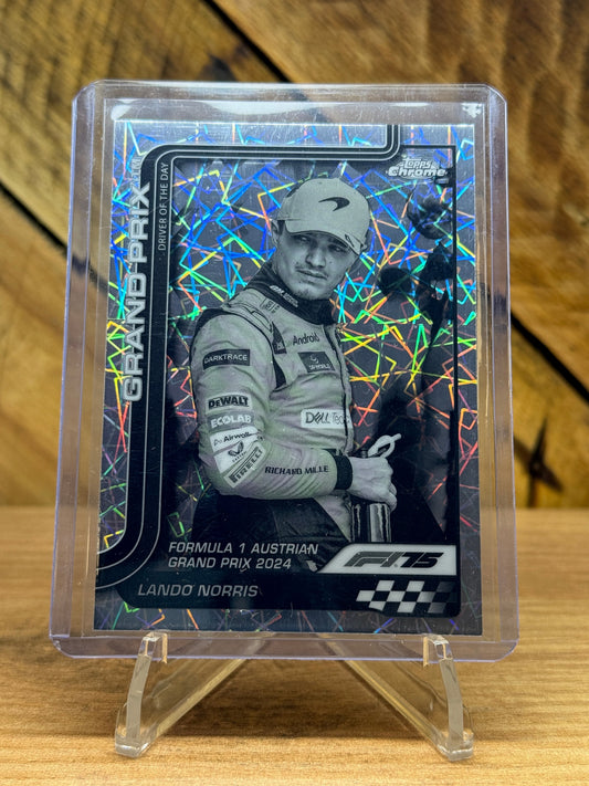 Lando Norris 2025 Topps Chrome F1 #132 B&W Lazer front