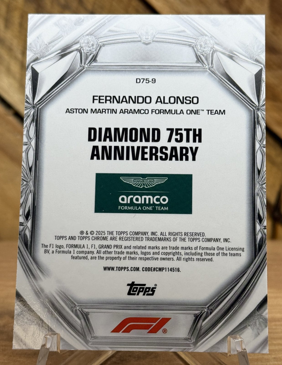 Fernando Alonso – Aston Martin · 2025 Topps Chrome F1 Diamond 75th Anniversary #D75-9