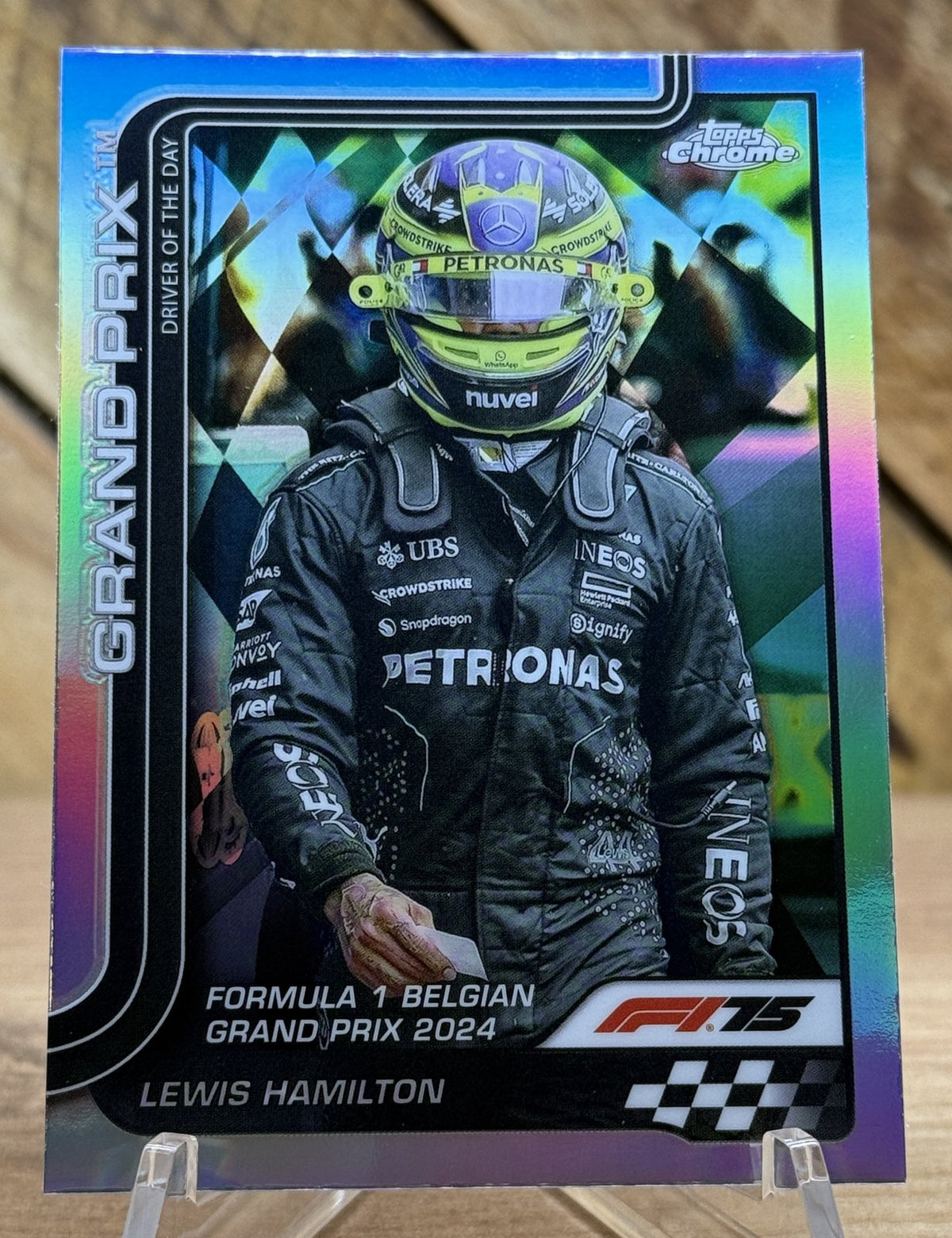 Lewis Hamilton – Mercedes · 2025 Topps Chrome F1 #135 Driver of the Day (Belgian GP 2024) Refractor