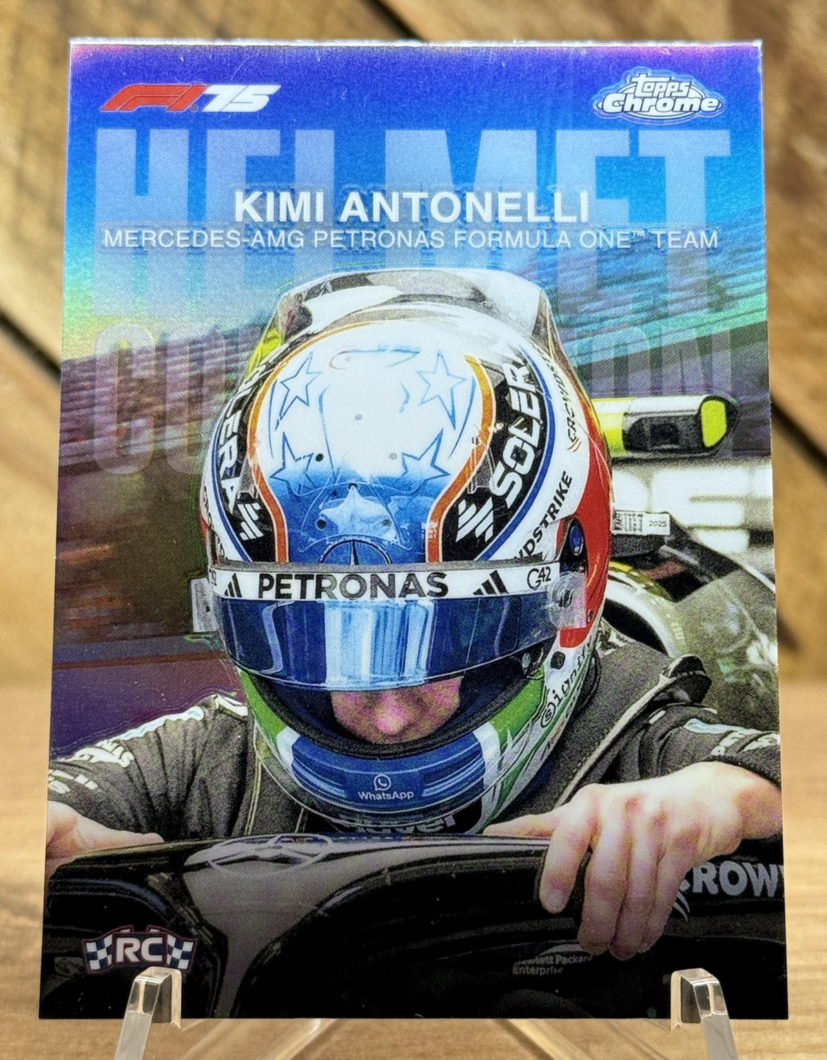 Kimi Antonelli – Mercedes · 2025 Topps Chrome F1 Helmet Collection #HC-1 Rookie