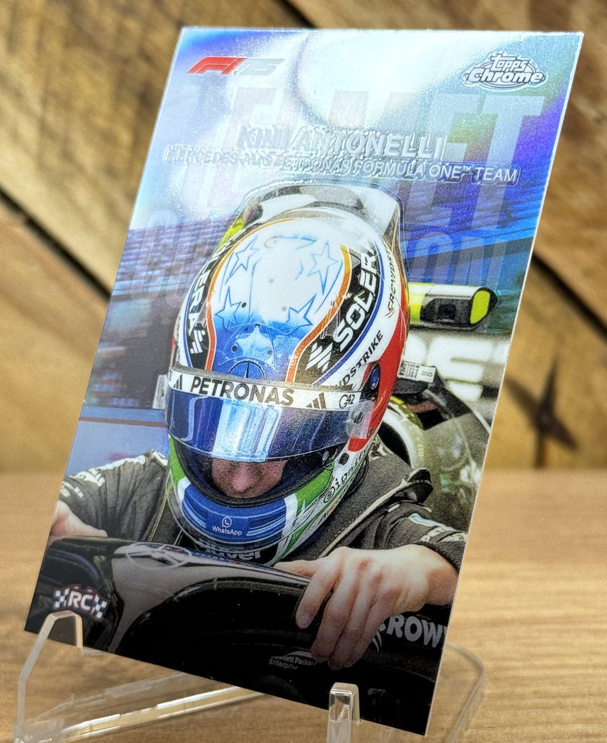 Kimi Antonelli – Mercedes · 2025 Topps Chrome F1 Helmet Collection #HC-1 Rookie