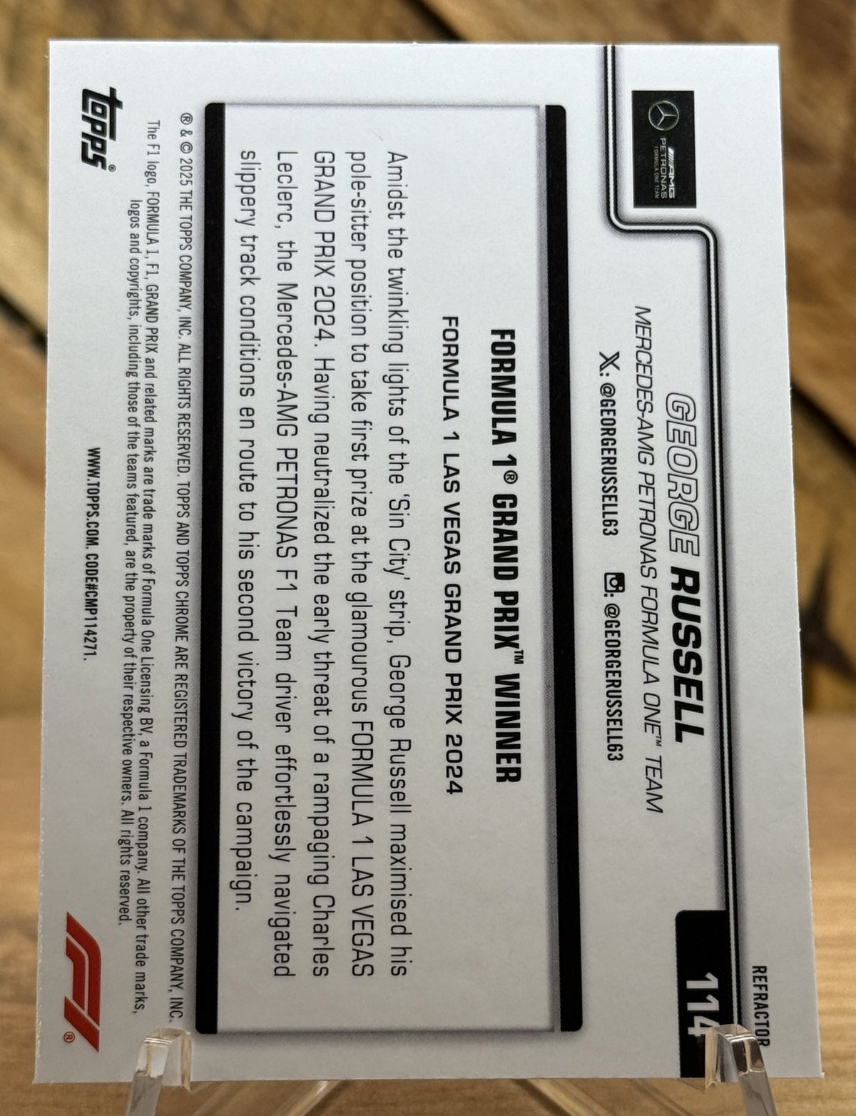 George Russell – Mercedes · 2025 Topps Chrome F1 #114 Grand Prix Winner (Las Vegas GP 2024) Refractor