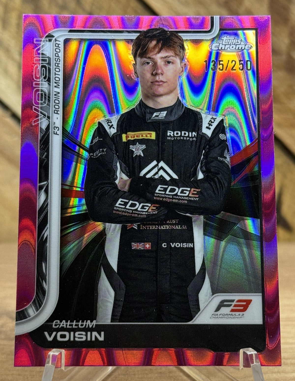 Callum Voisin – Rodin Motorsport (F3) · 2025 Topps Chrome F1 #67 Pink RayWave Refractor /250