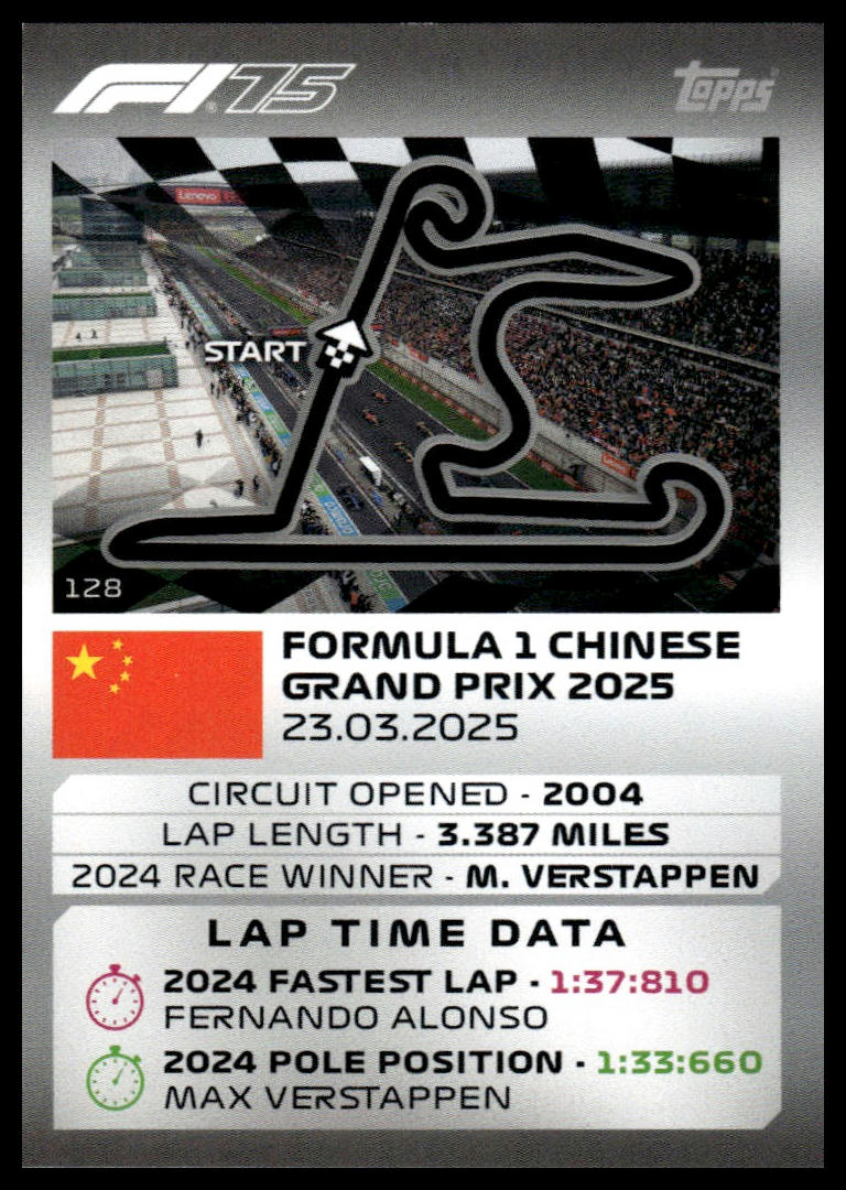 Turbo Attax 2025 #128 Chinese Grand Prix front
