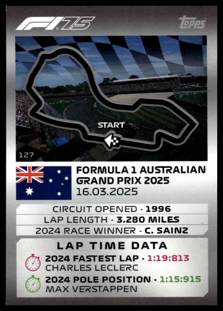 Turbo Attax 2025 #127 Australian Grand Prix front