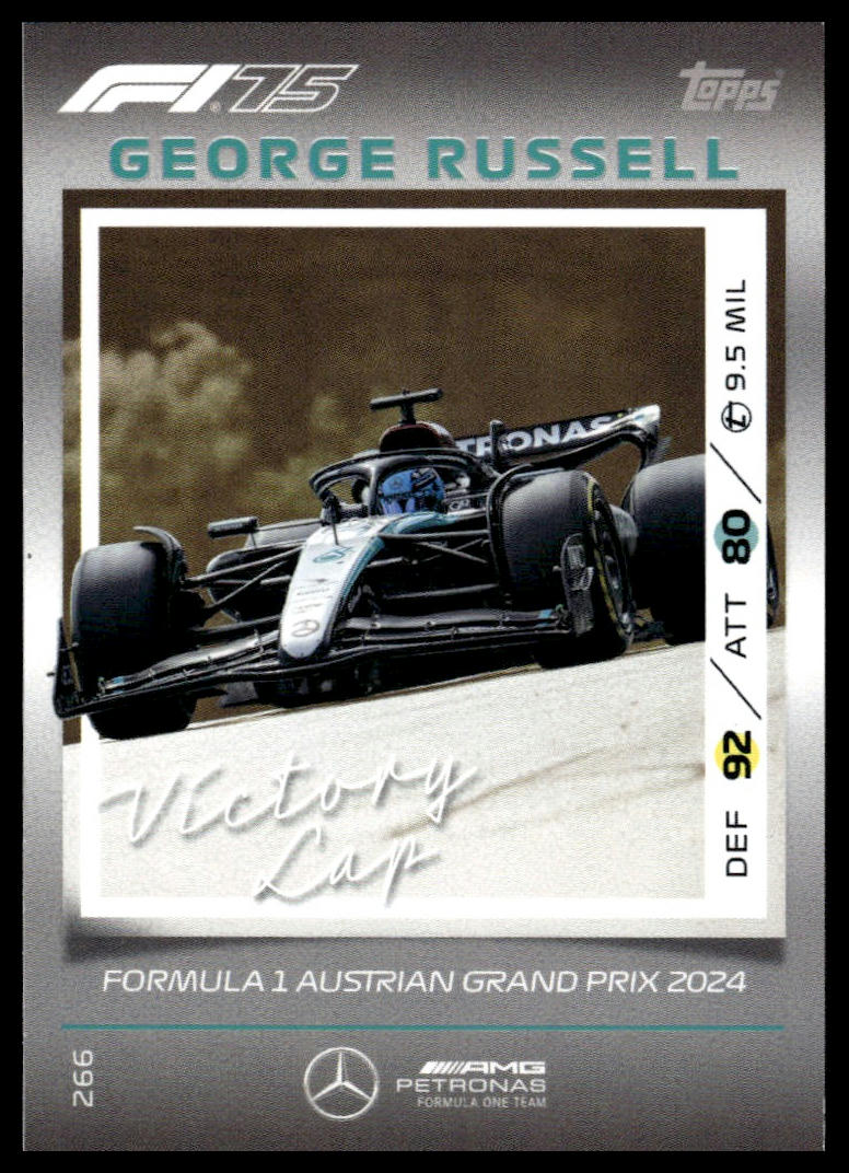 Turbo Attax 2025 #266 George Russell Victory Lap front