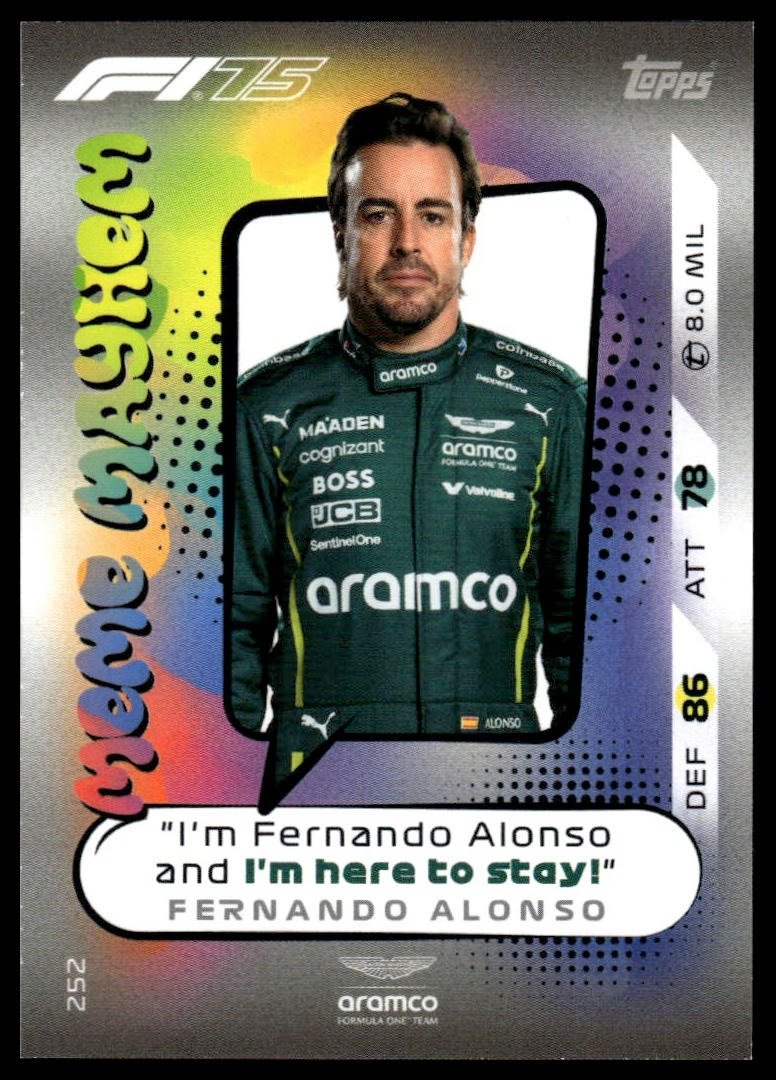 Turbo Attax 2025 #252 Fernando Alonso front