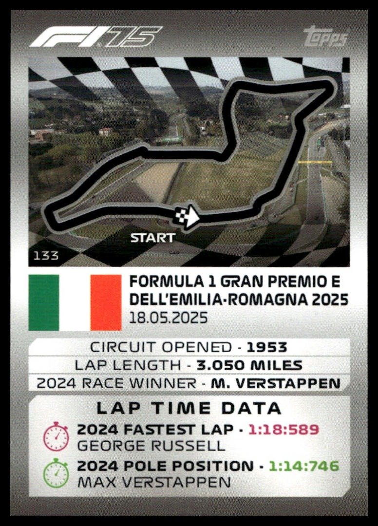 Turbo Attax 2025 #133 Emilia-Romagna Grand Prix front