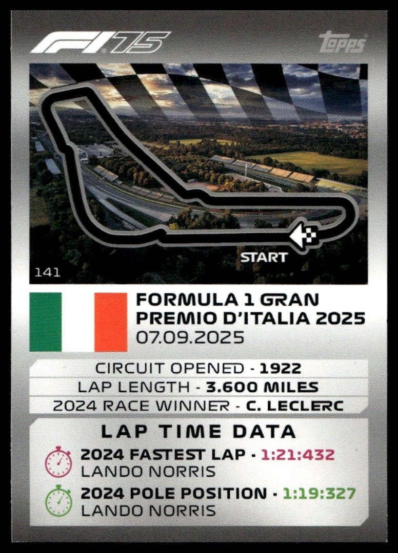 Turbo Attax 2025 #141 Italian Grand Prix front
