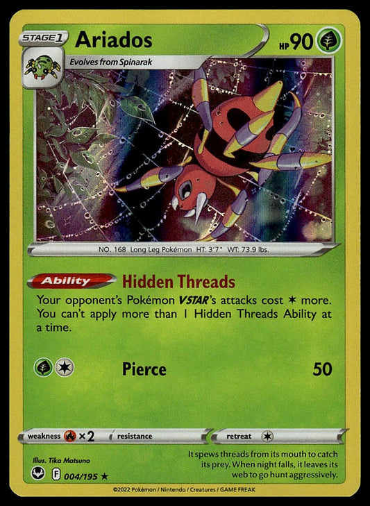 Pokémon – Ariados 004/195 – Silver Tempest – Rare – front