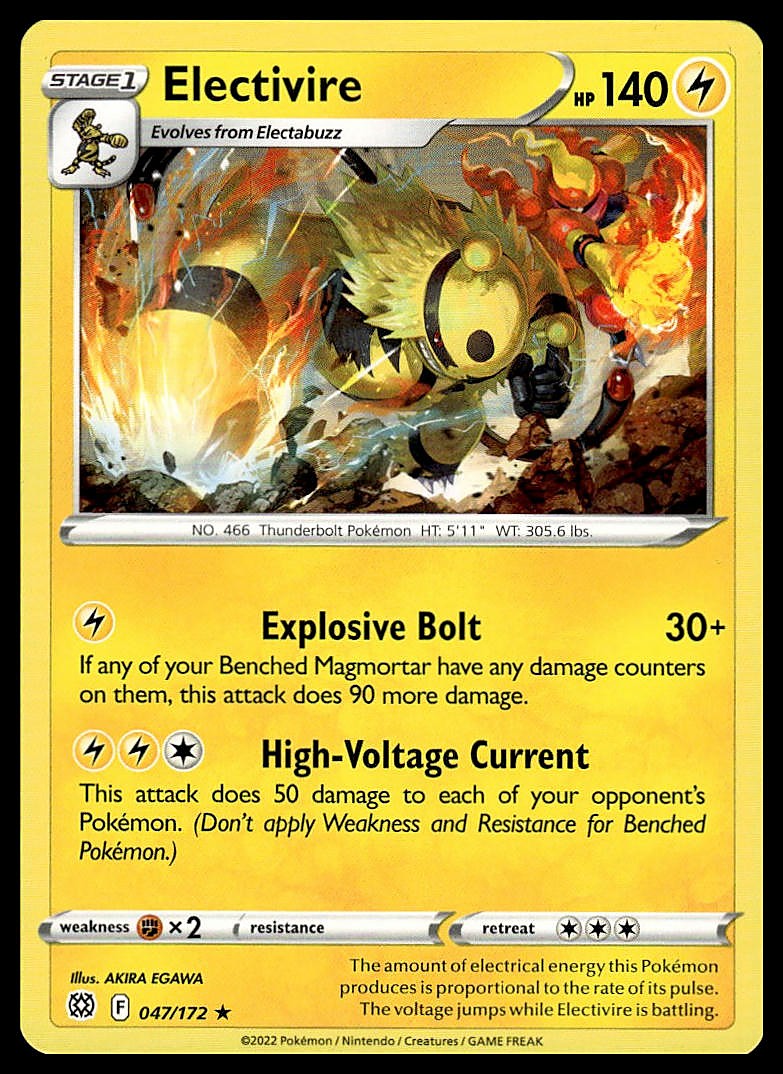 Pokémon – Electivire 047/172 – Brilliant Stars – Rare – front