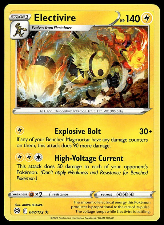 Pokémon – Electivire 047/172 – Brilliant Stars – Rare – front