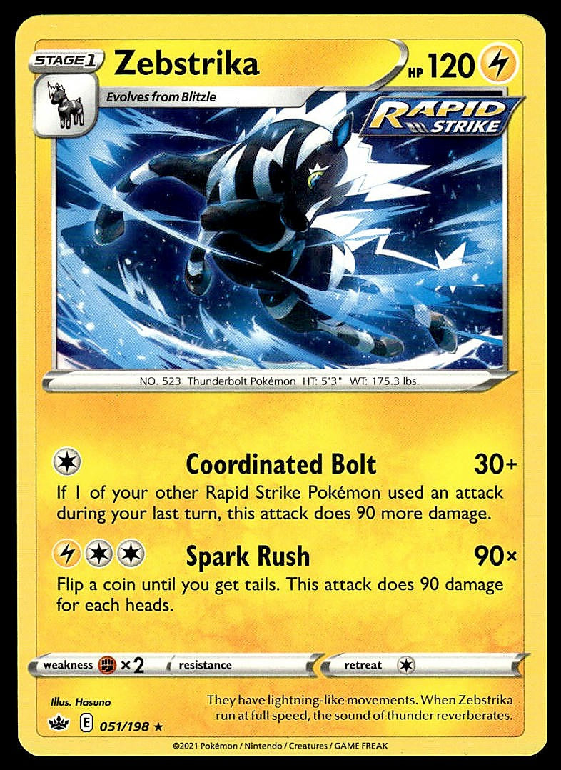Pokémon – Zebstrika 051/198 – Evolving Skies – Rare – front