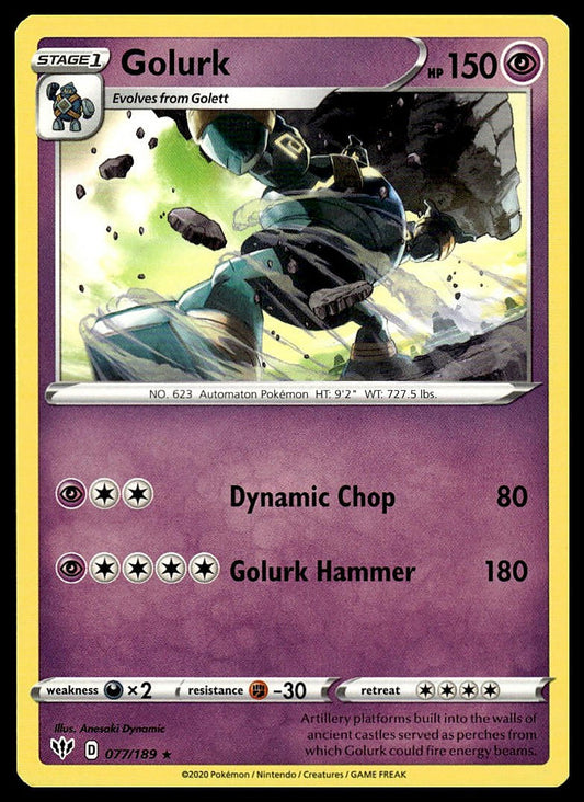 Pokémon – Golurk 077/189 – Darkness Ablaze – Rare – front