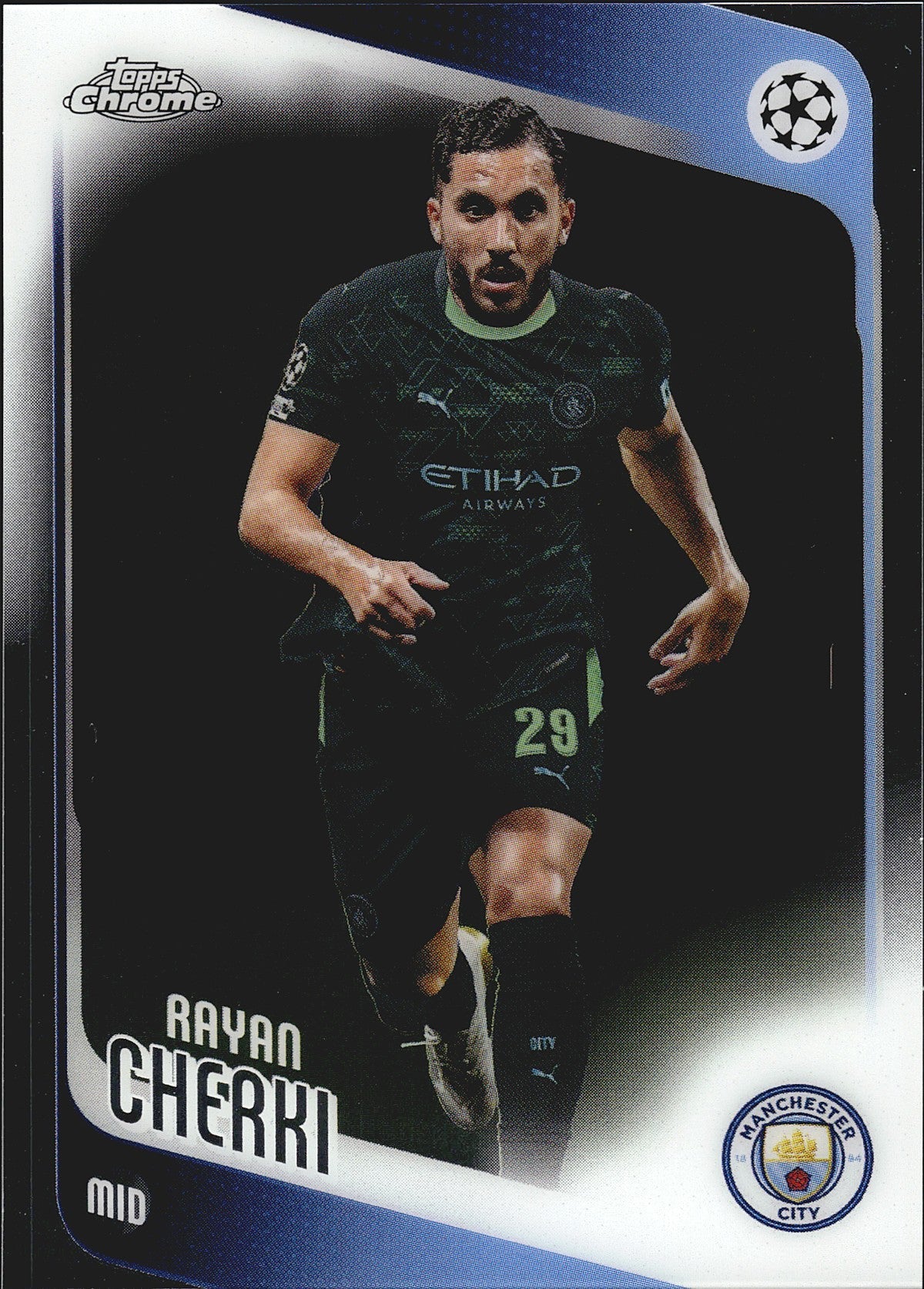 2025-26 Topps Chrome UEFA Club Competitions #1 Rayan Cherki – Manchester City – front