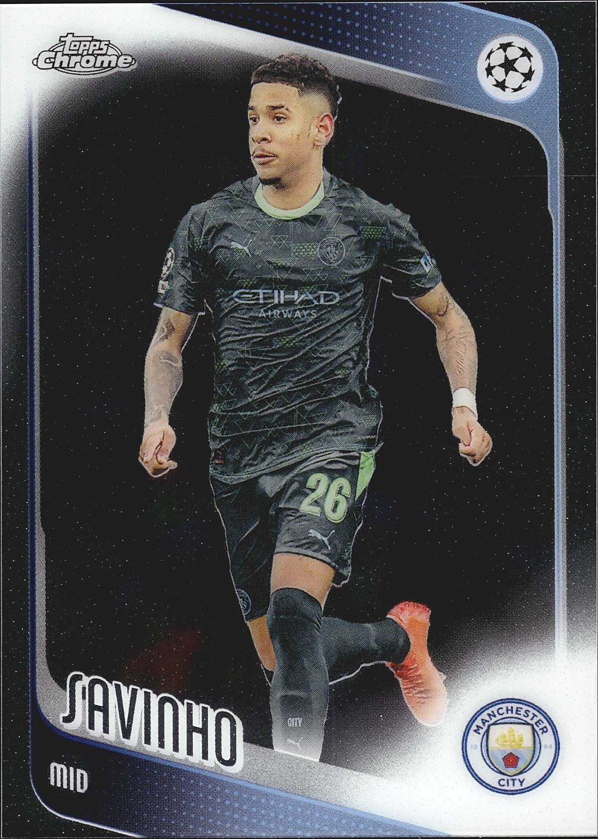 2025-26 Topps Chrome UEFA Club Competitions #33 Savinho – Manchester City – front