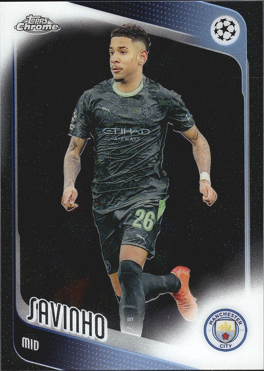 2025-26 Topps Chrome UEFA Club Competitions #33 Savinho – Manchester City – front