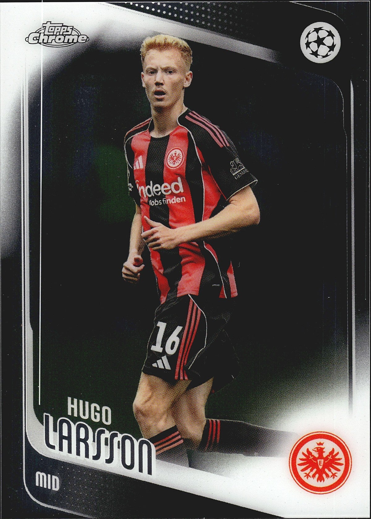 2025-26 Topps Chrome UEFA Club Competitions #36 Hugo Larsson – Eintracht Frankfurt – front
