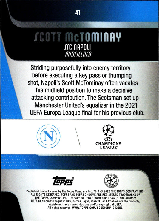2025-26 Topps Chrome UEFA Club Competitions #41 Scott McTominay – SSC Napoli – back