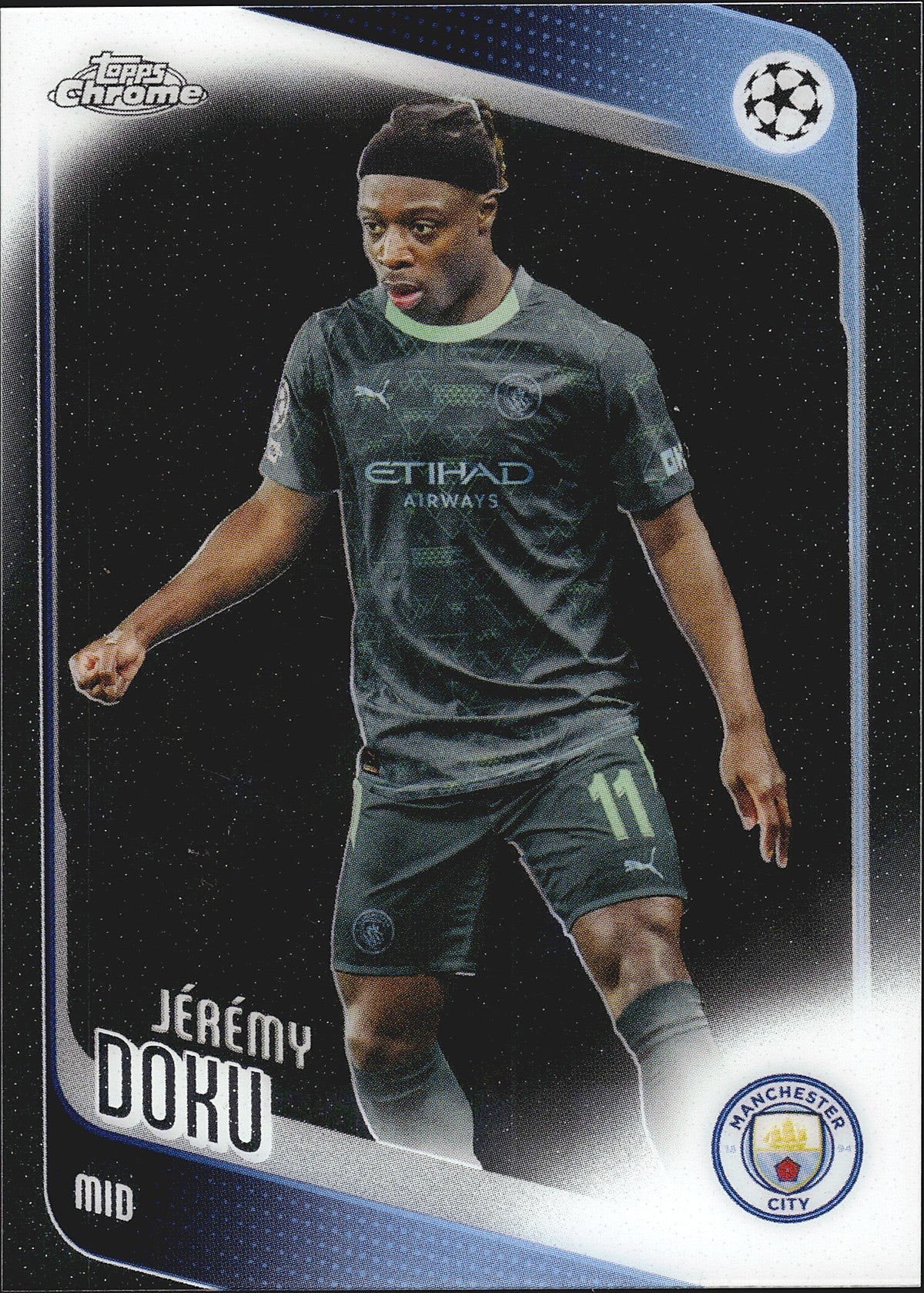 2025-26 Topps Chrome UEFA Club Competitions #47 Jérémy Doku – Manchester City – front