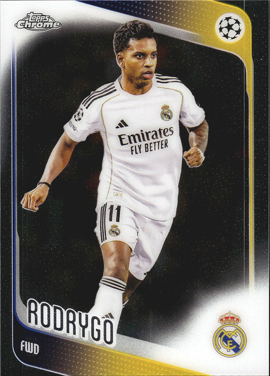 2025-26 Topps Chrome UEFA Club Competitions #102 Rodrygo – Real Madrid – front