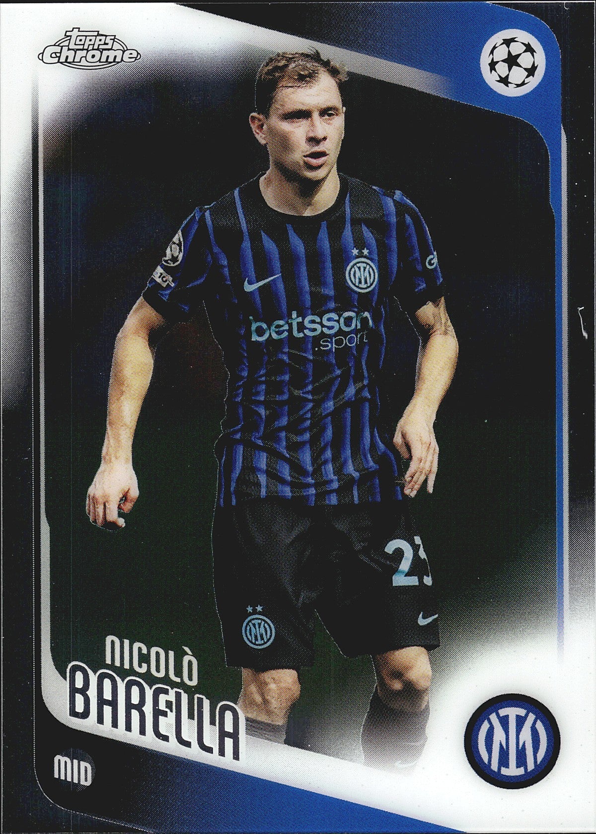 2025-26 Topps Chrome UEFA Club Competitions #108 Nicolò Barella – Inter Milan – front
