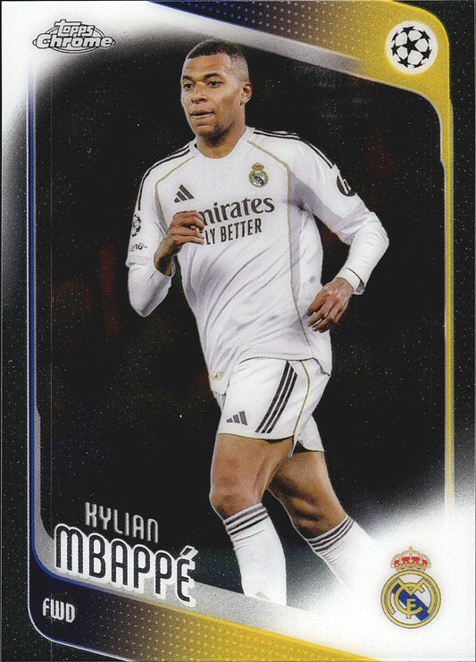 2025-26 Topps Chrome UEFA Club Competitions #112 Kylian Mbappé – Real Madrid – front
