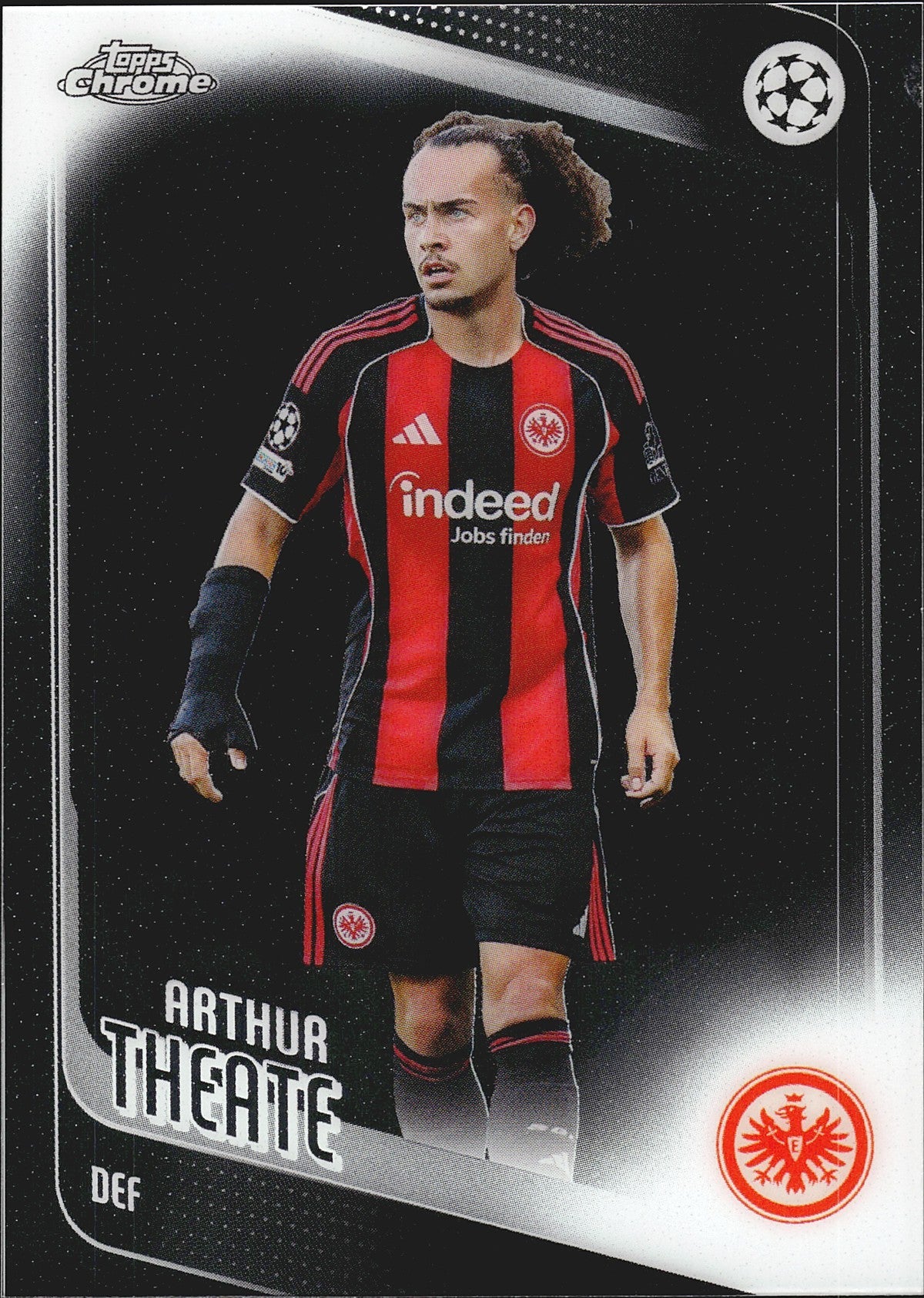 2025-26 Topps Chrome UEFA Club Competitions #119 Arthur Theate – Eintracht Frankfurt – front