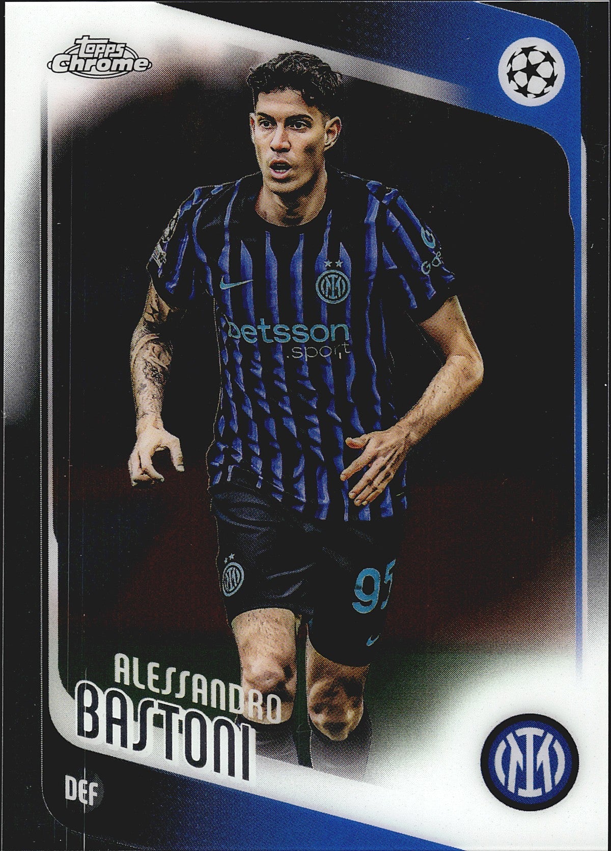 2025-26 Topps Chrome UEFA Club Competitions #143 Alessandro Bastoni – Inter Milan – front