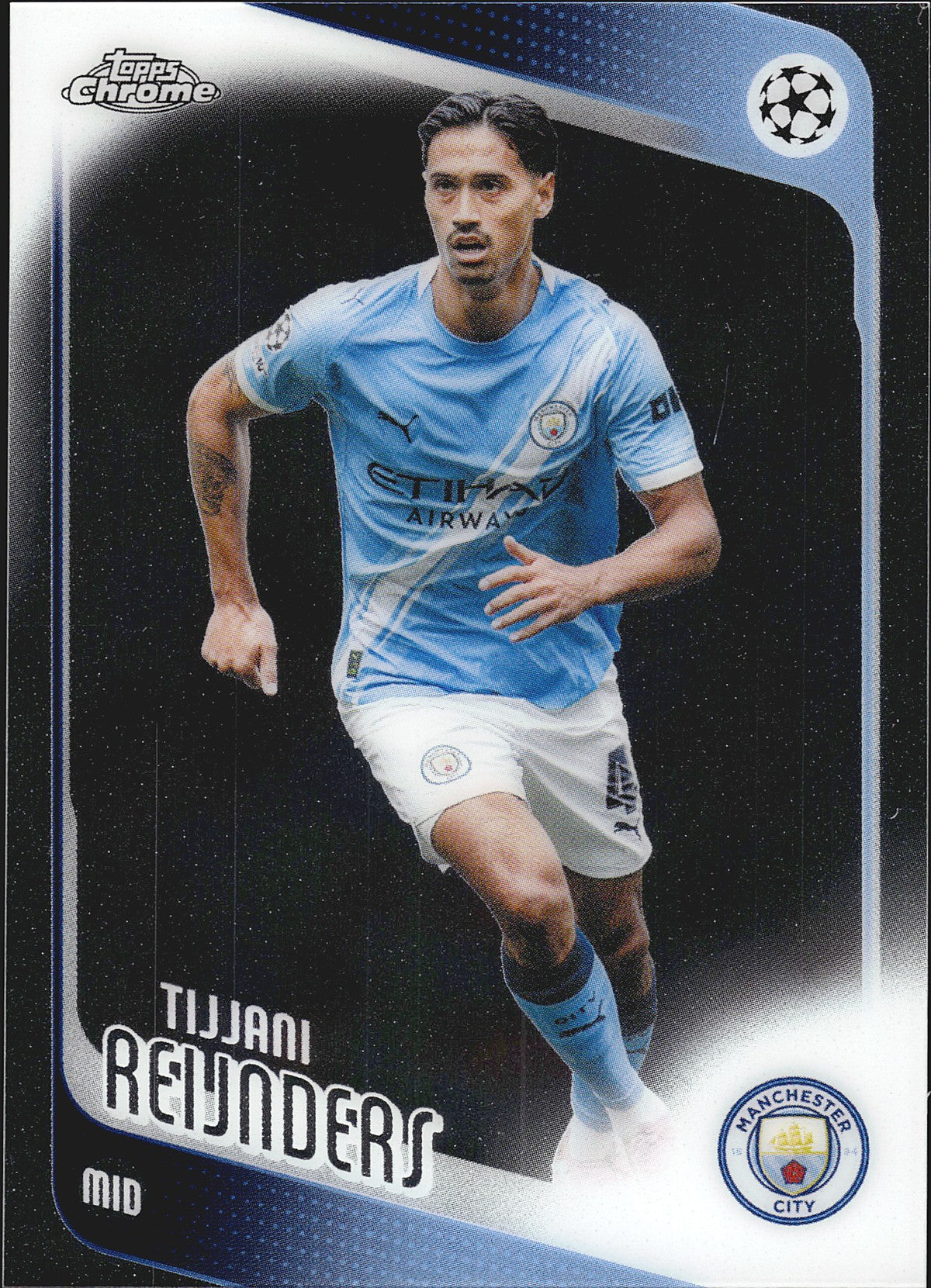 2025-26 Topps Chrome UEFA Club Competitions #155 Tijjani Reijnders – Manchester City – front
