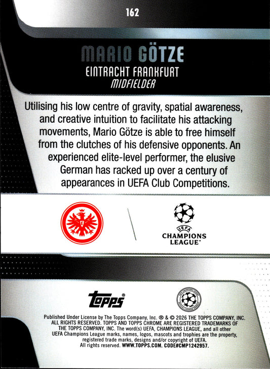 2025-26 Topps Chrome UEFA Club Competitions #162 Mario Götze – Eintracht Frankfurt – back