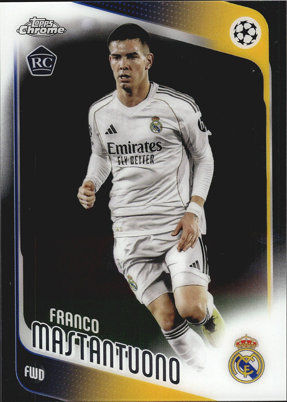 2025-26 Topps Chrome UEFA Club Competitions #172 Franco Mastantuono RC – Real Madrid – front
