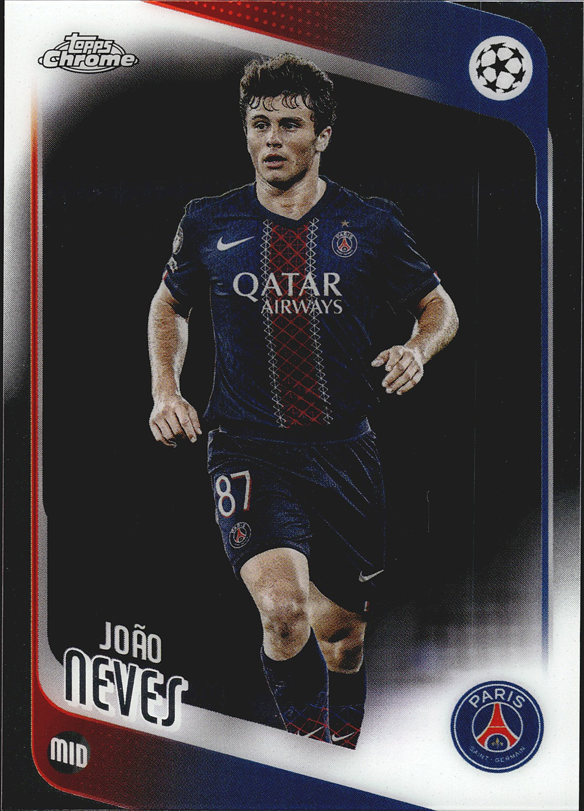 2025-26 Topps Chrome UEFA Club Competitions #14 João Neves – Paris Saint-Germain – front