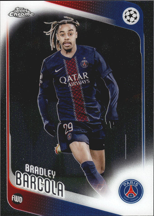 2025-26 Topps Chrome UEFA Club Competitions #63 Bradley Barcola – Paris Saint-Germain – front