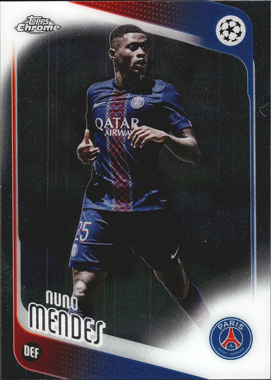 2025-26 Topps Chrome UEFA Club Competitions #69 Nuno Mendes – Paris Saint-Germain – front