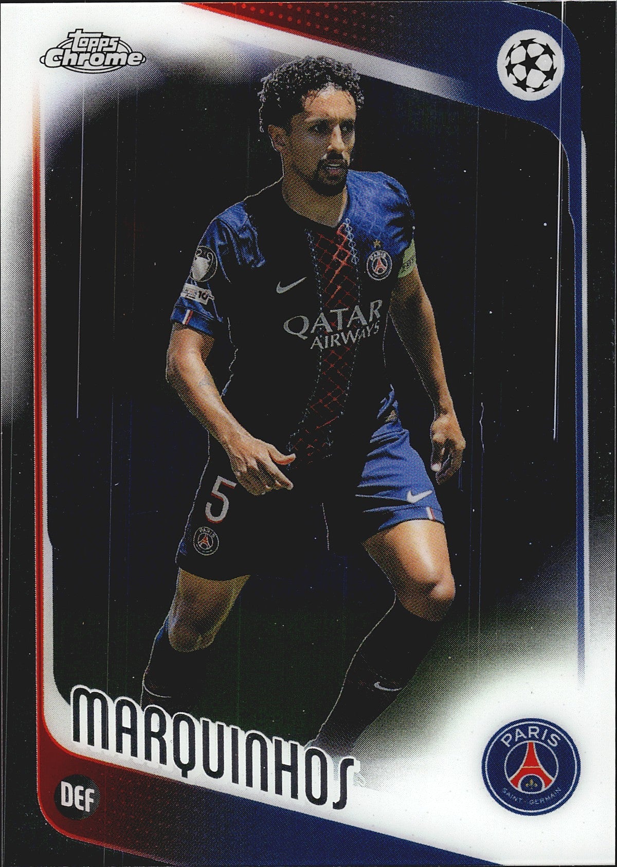 2025-26 Topps Chrome UEFA Club Competitions #92 Marquinhos – Paris Saint-Germain – front