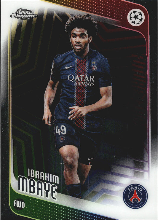 2025-26 Topps Chrome UEFA Club Competitions #158 Ibrahim Mbaye – Paris Saint-Germain – Future Stars – front
