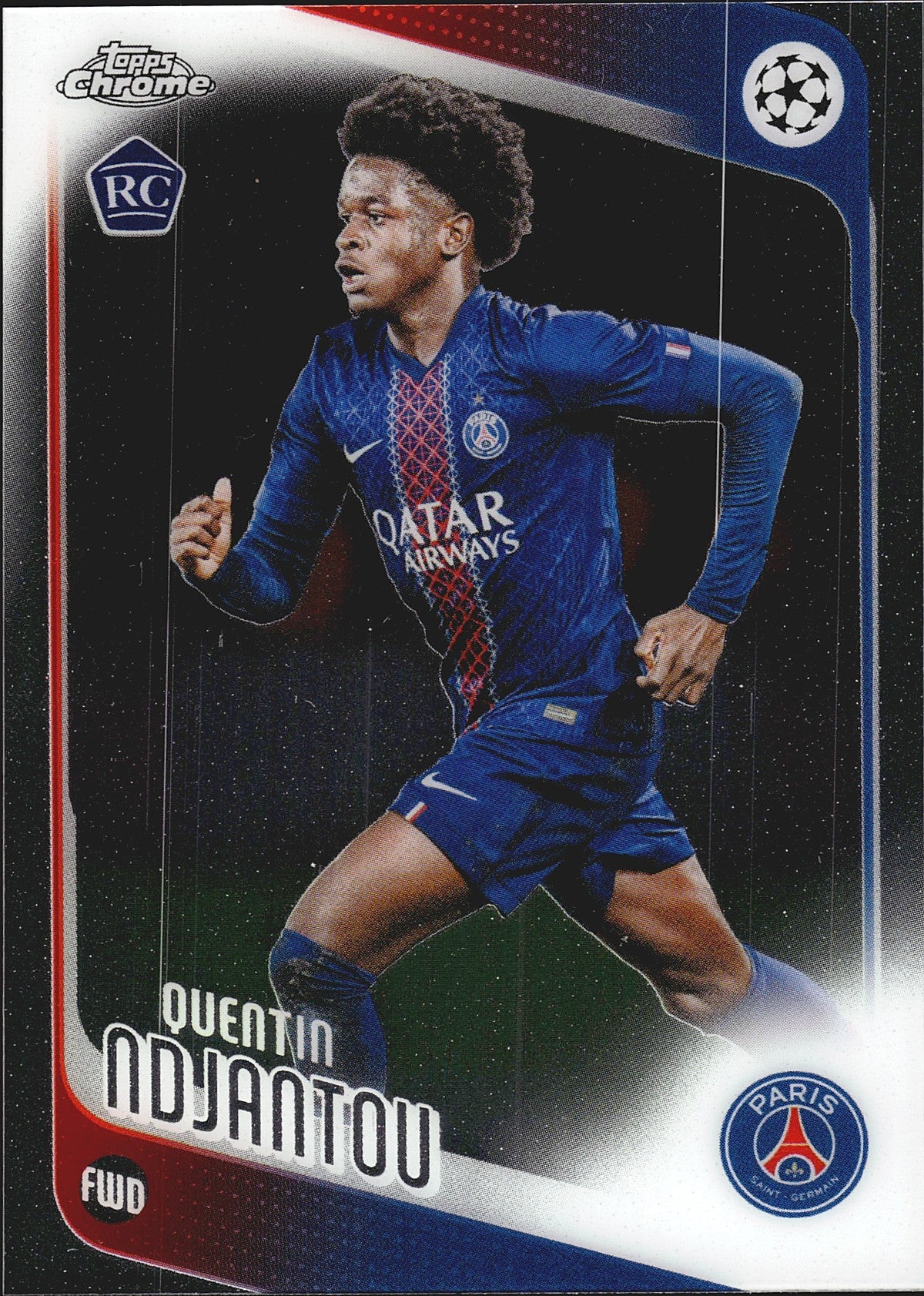 2025-26 Topps Chrome UEFA Club Competitions #166 Quentin Ndjantou RC – Paris Saint-Germain – front