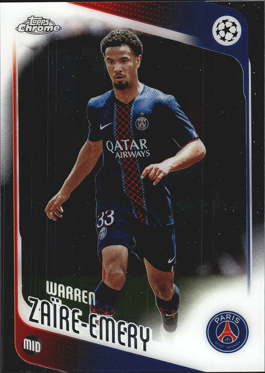 2025-26 Topps Chrome UEFA Club Competitions #170 Warren Zaïre-Emery – Paris Saint-Germain – front