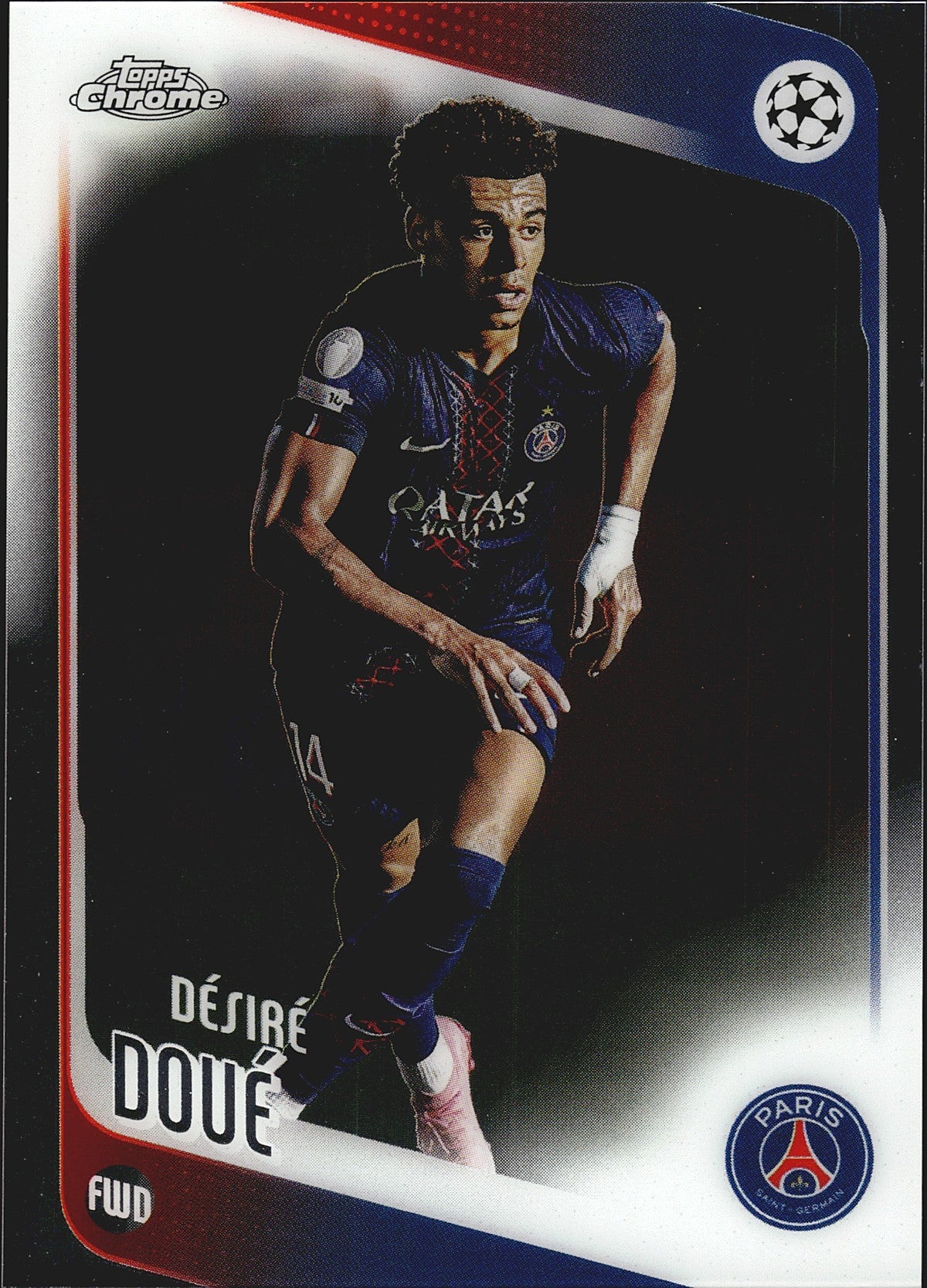 2025-26 Topps Chrome UEFA Club Competitions #198 Désiré Doué – Paris Saint-Germain – front