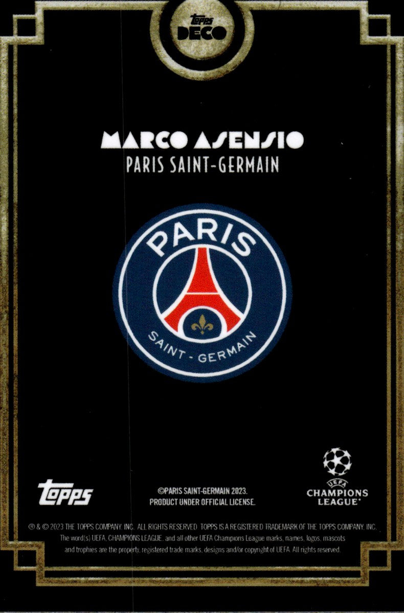Marco Asensio – Paris Saint-Germain · 2023-24 Topps Deco UEFA Club Competitions – back