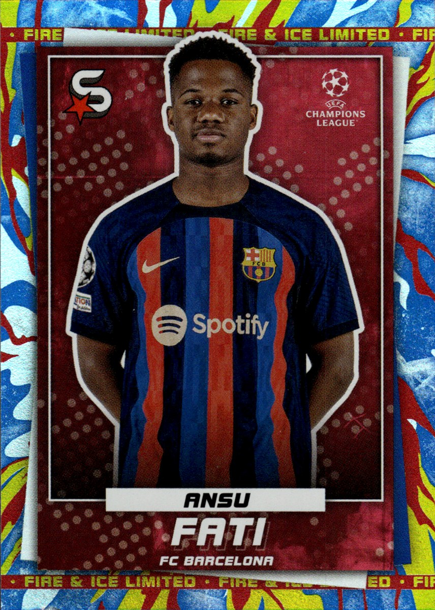 Ansu Fati – FC Barcelona · 2022-23 Topps UEFA Superstars #55 Fire & Ice Limited – front