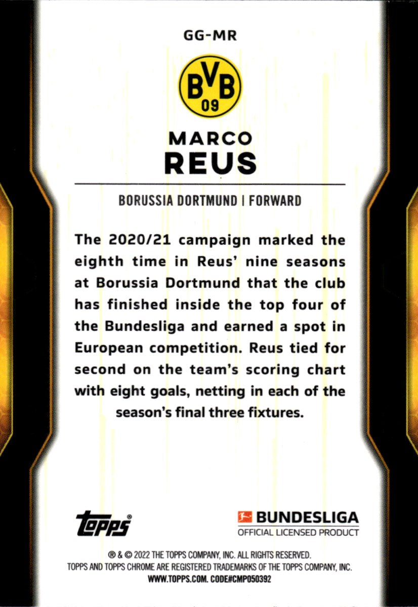 Marco Reus – Borussia Dortmund · 2021-22 Topps Chrome Bundesliga #GG-MR Golden Generation – back