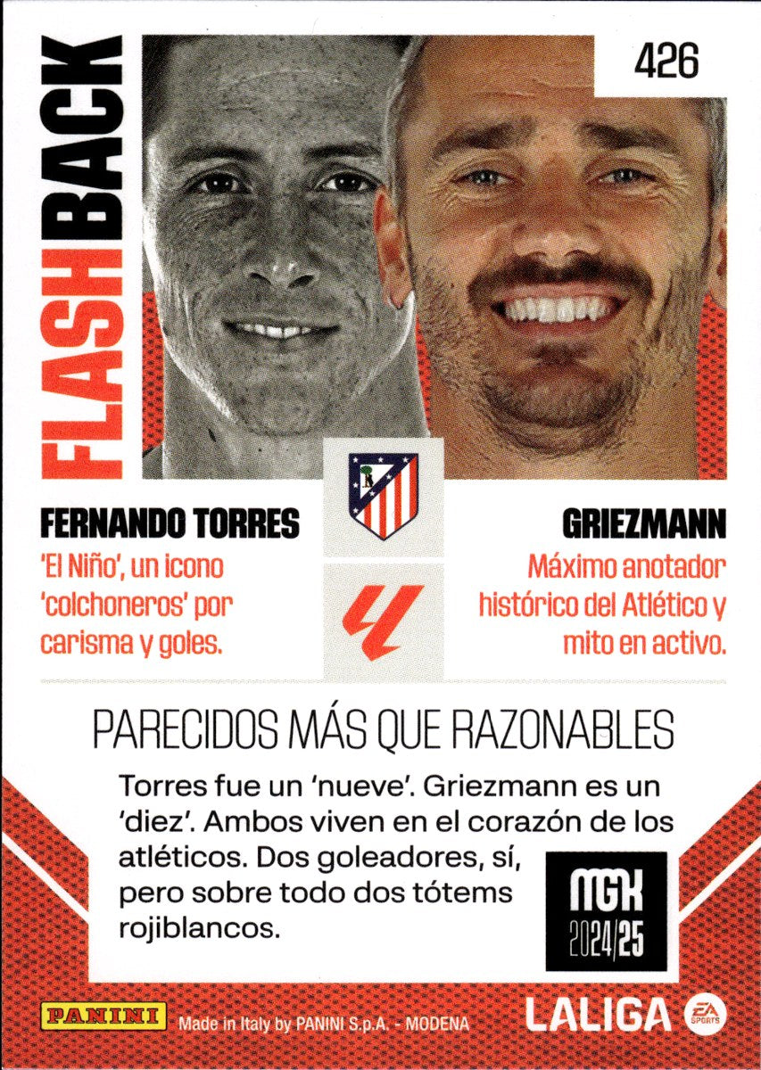 Fernando Torres & Griezmann – Atlético de Madrid · 2024-25 Panini Megacracks LaLiga #426 Flashback – back